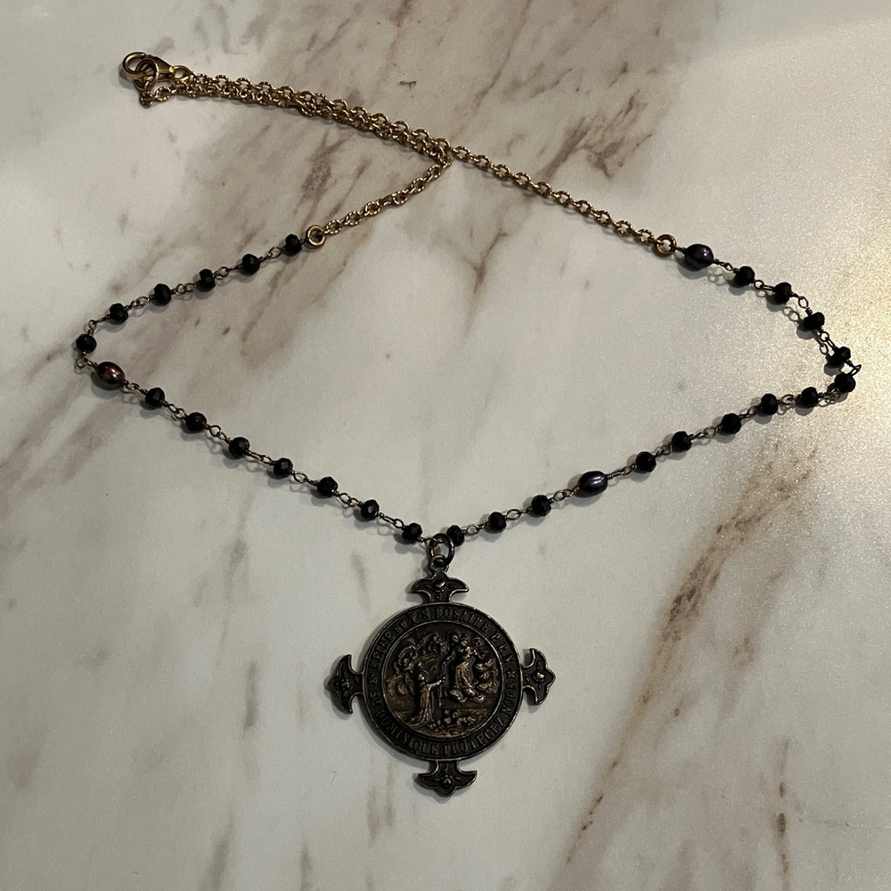 14K Goldfill Religious Medal necklace, Protective Amulet Cross - Picture 2 of 16
